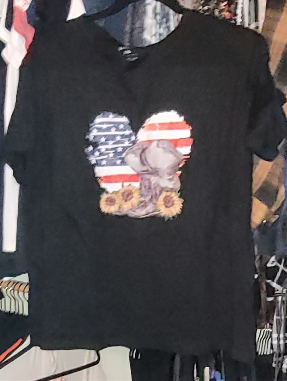 American Flag Heart and Sunflowers